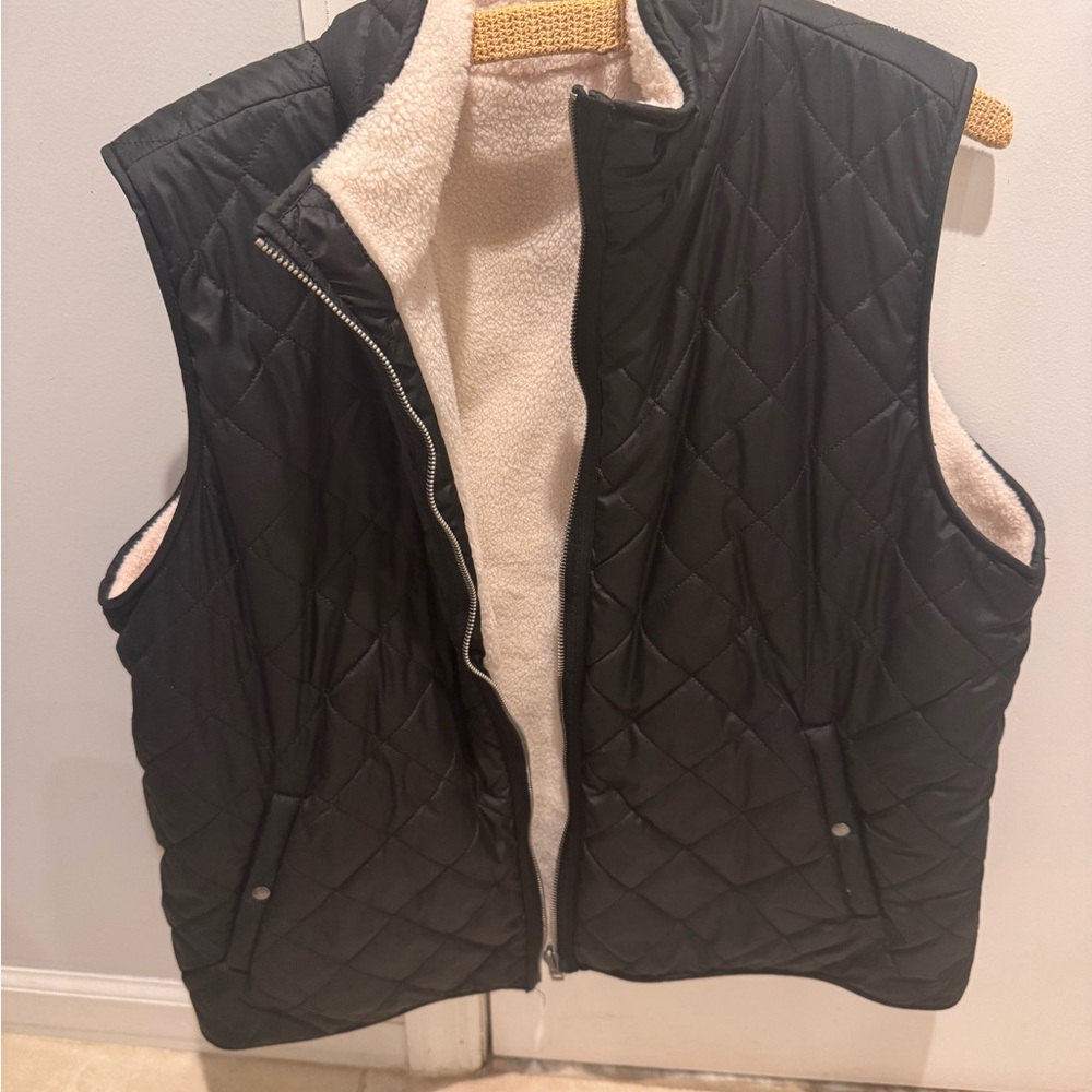Black Quilted Vest with Cream Lining